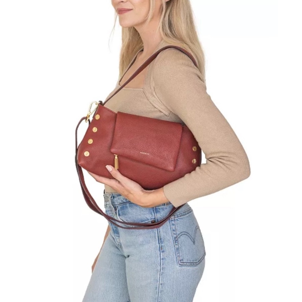 Hammitt Brushed Gold Pebble Leather VIP Satchel in Pomodoro Red - Picture 2 of 15